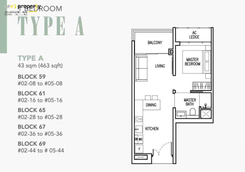The Commodore Floor Plan Type A 1BR