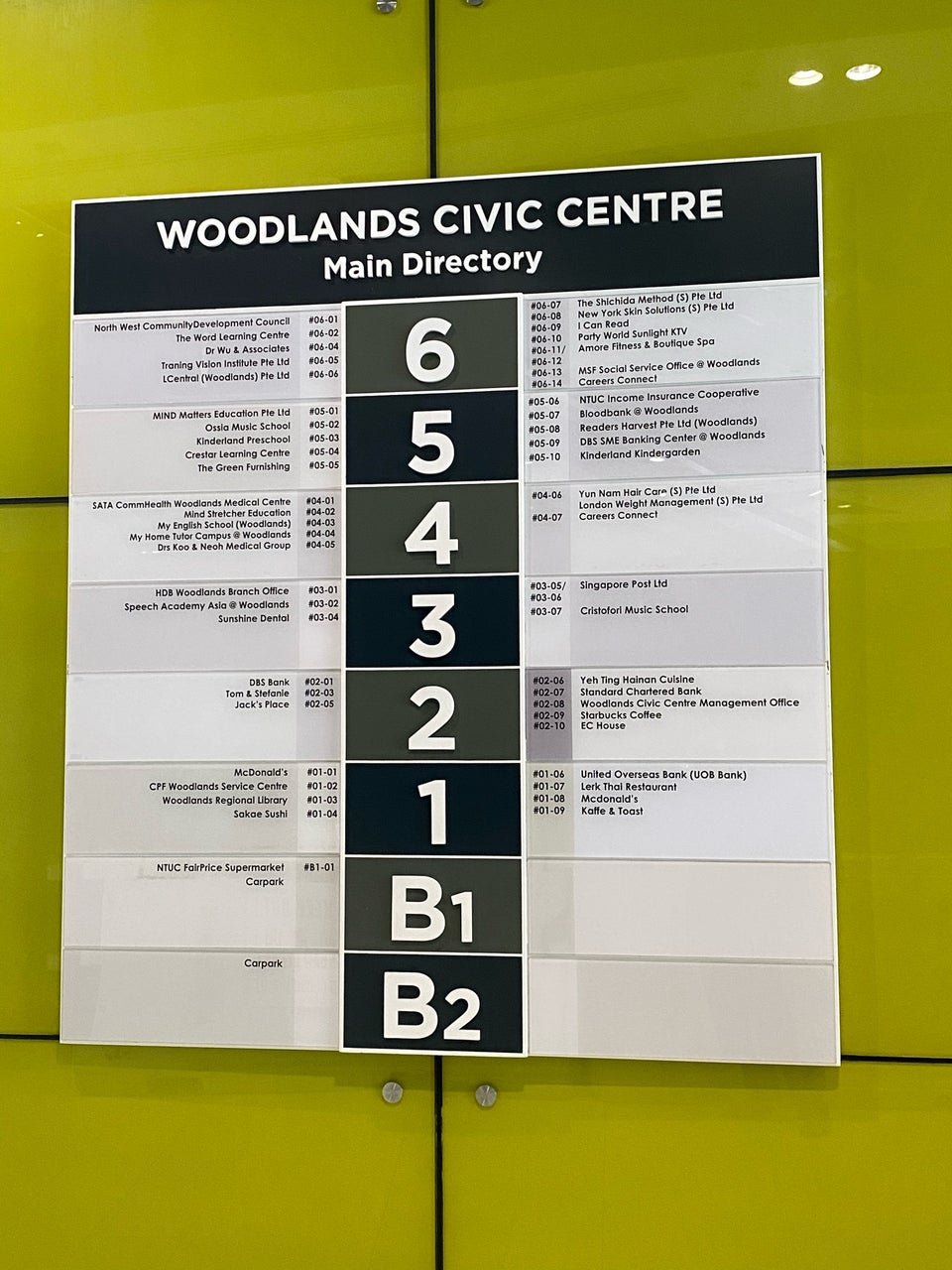 Woodlands Civic Centre Directory