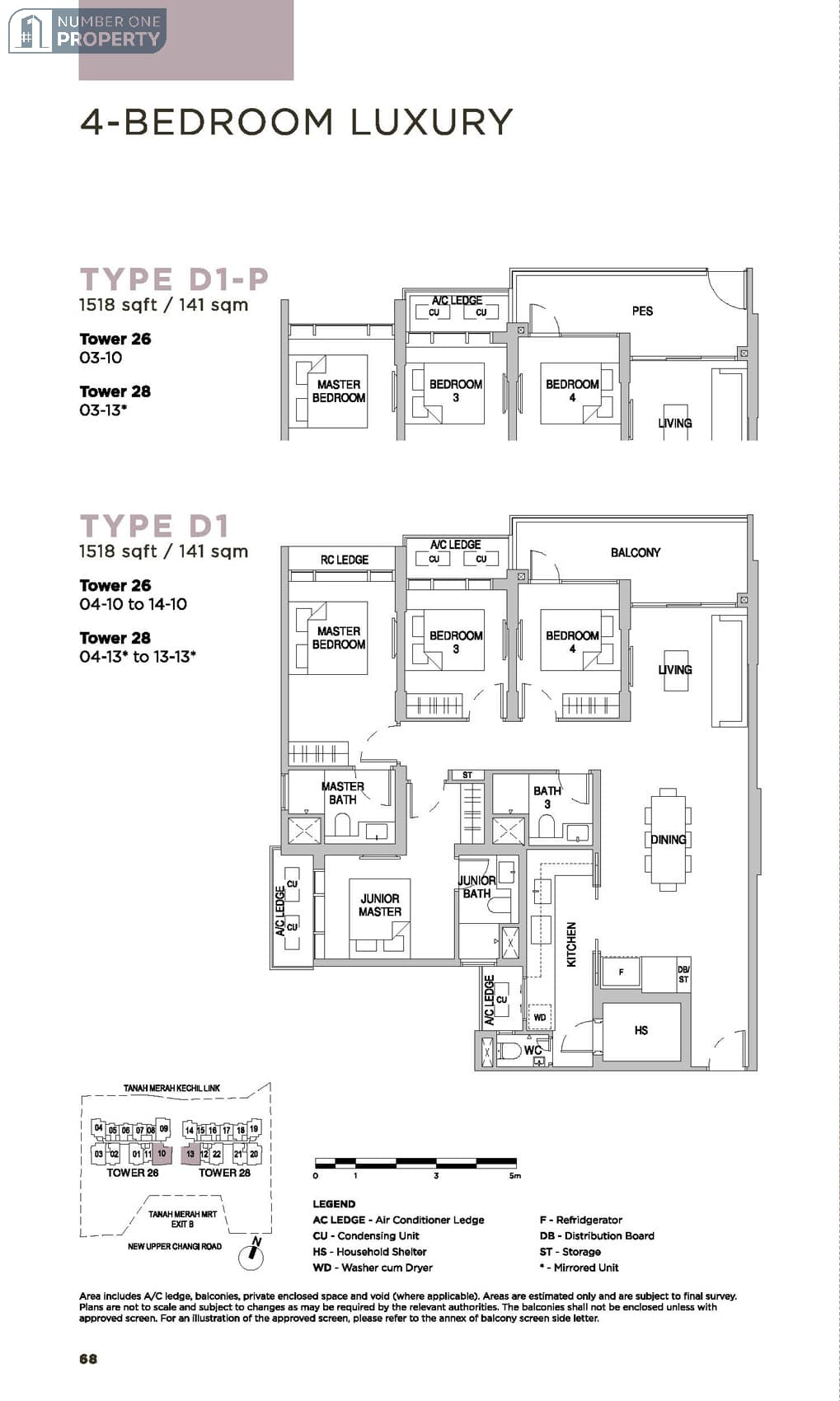 Sceneca Residence Floor Plan 4 Bedroom Luxury Type D11518sf