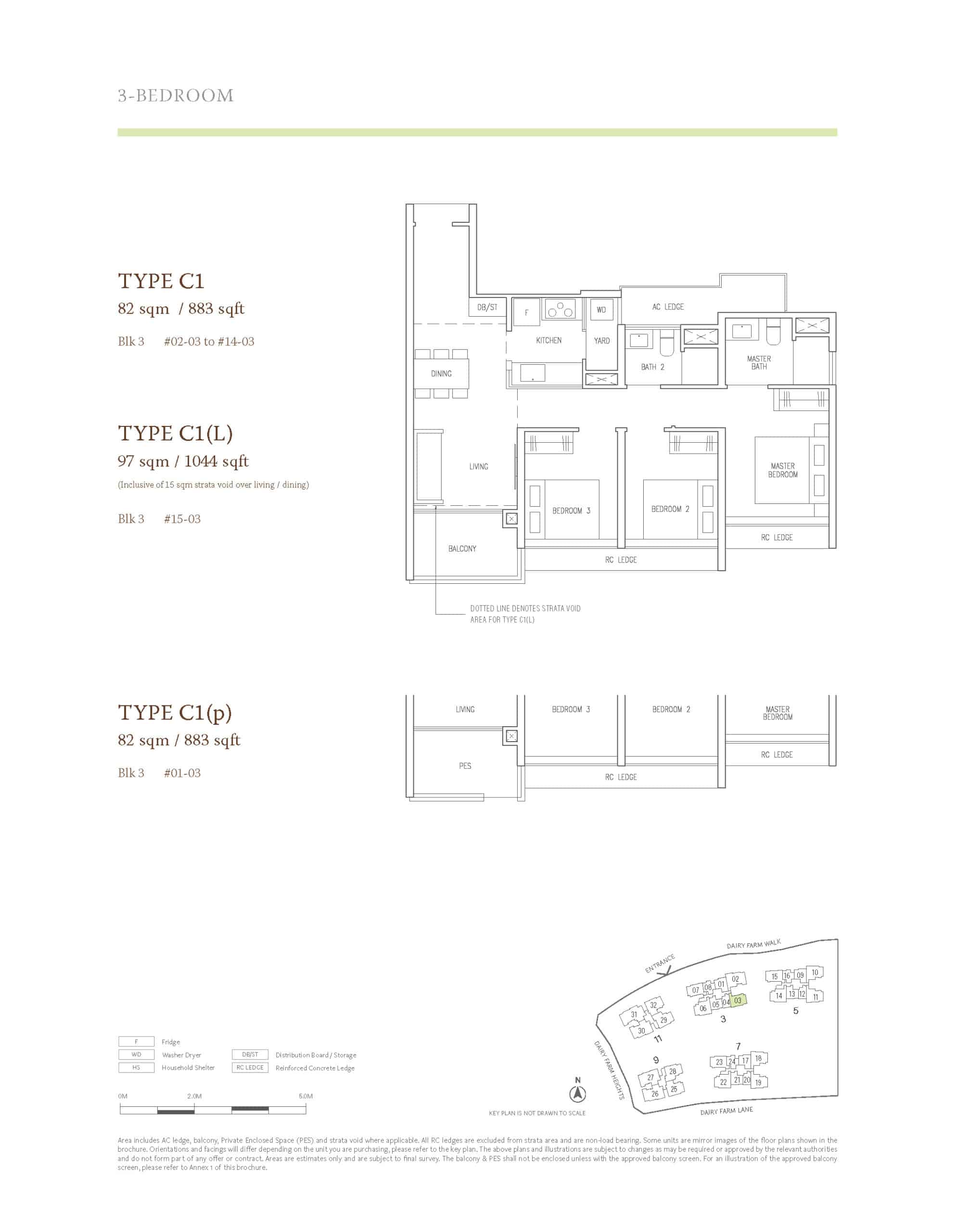 The Botany At Dairy Farm Floor Plan 3 bedroom C1 scaled 1