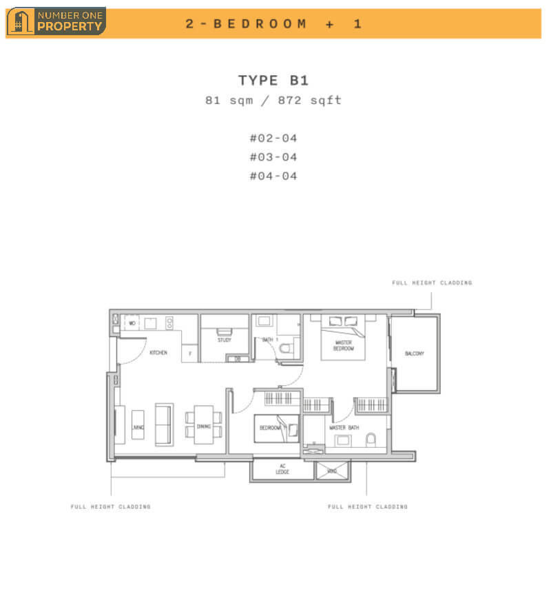 Claydence 2+1 Bedroom Floor Plan