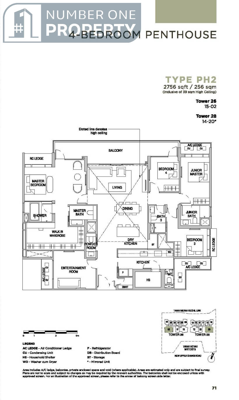 Sceneca Residence Floor Plan 4 Bedroom Penthouse Type PH2 2756sf