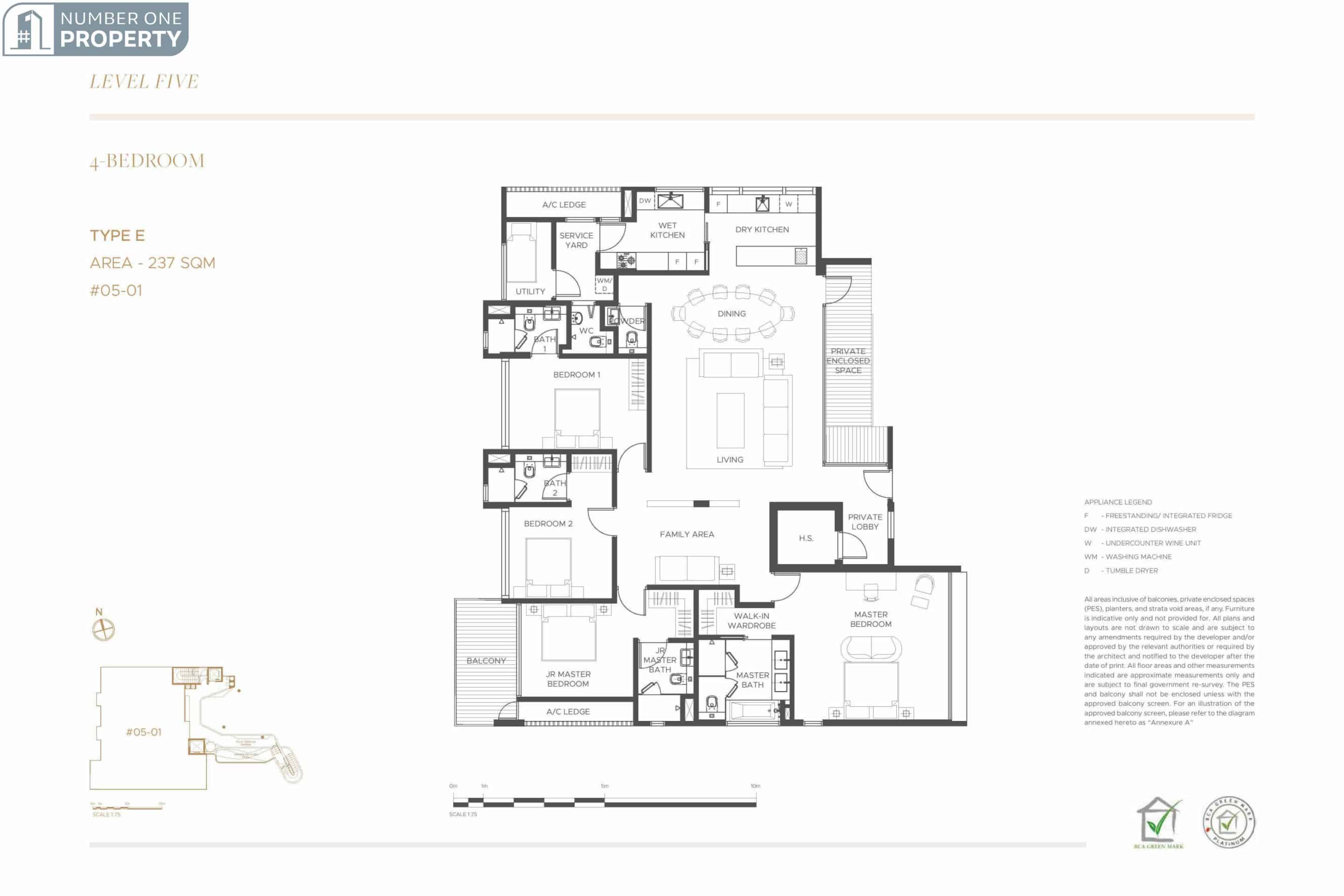 The Giverny Residences Floor Plan 4BR Type E lvl5 scaled