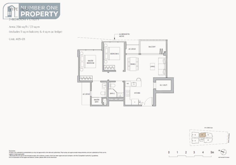 The Shorefront Floor Plan 2 BEDROOM UTILITY A1 b