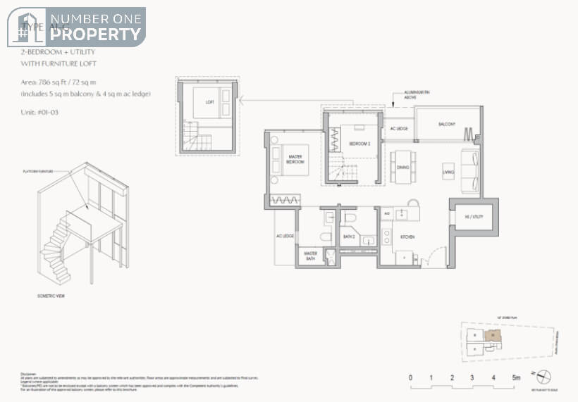 The Shorefront Floor Plan 2 BEDROOM UTILITY WITH FURNITURE LOFT A1 G