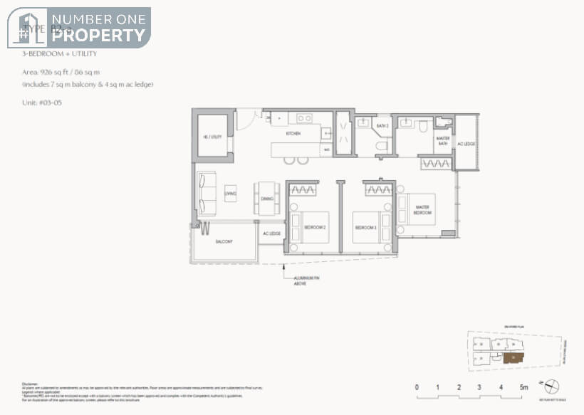 The Shorefront Floor Plan 3 BEDROOM UTILITY B2 a